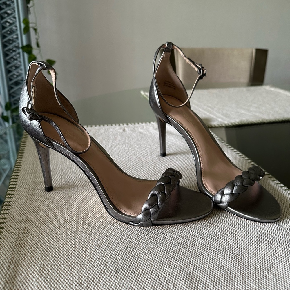 Rachel Zoe heeled sandals, pewter, Sz 7